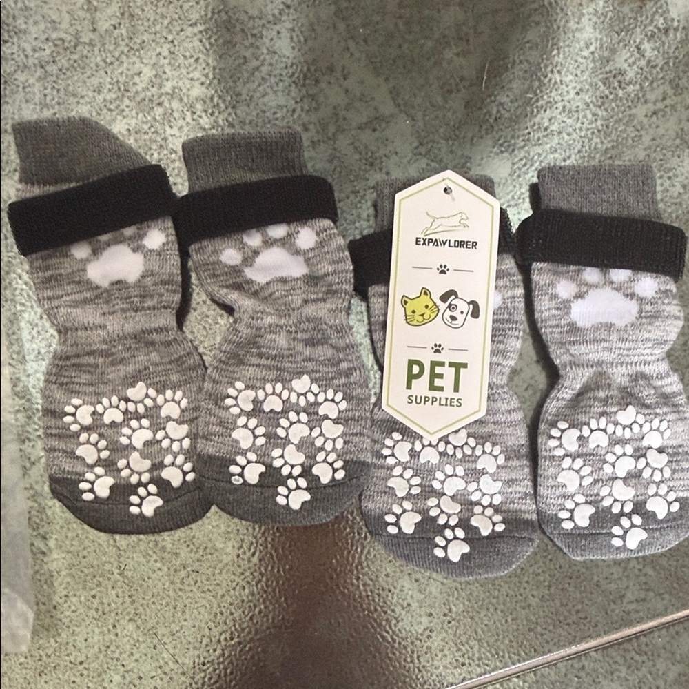 Gray Dog Socks with Paw Print Design
